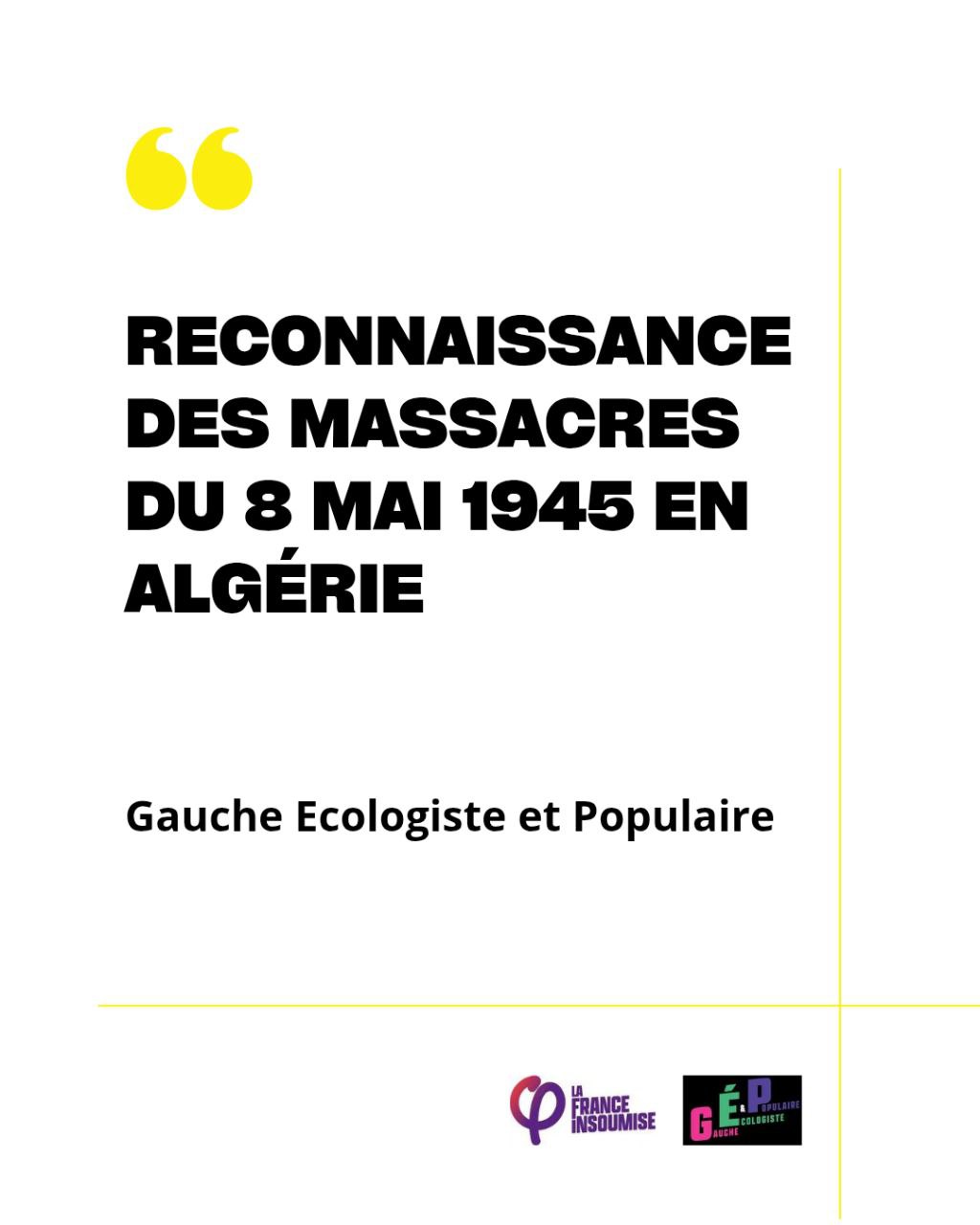 VŒU RELATIF À LA RECONNAISSANCE DES MASSACRES DU 8 MAI 1945 EN ALGÉRIE